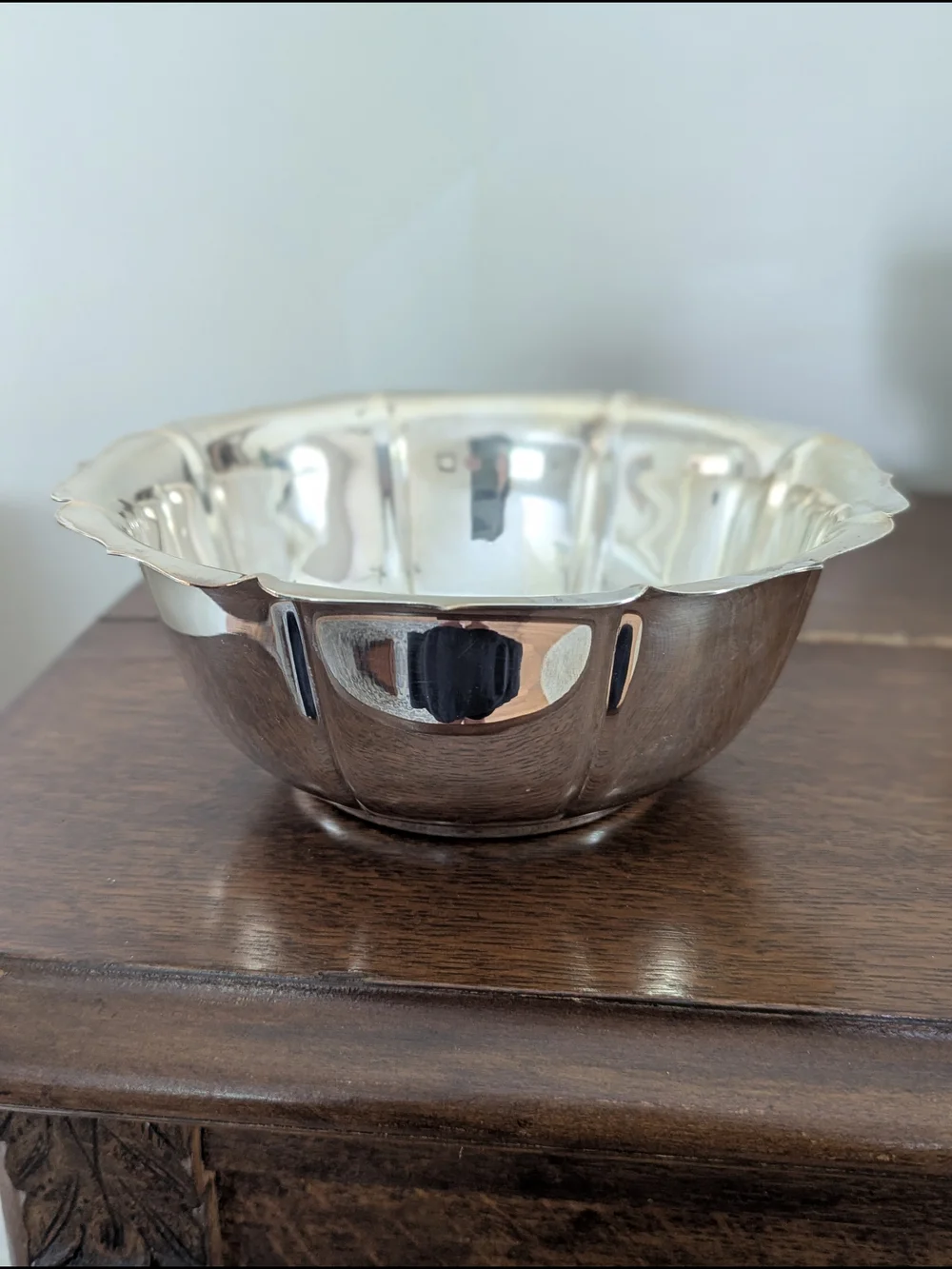 Silver Revere Bowl & Faux Fruit Wood Centerpiece Set